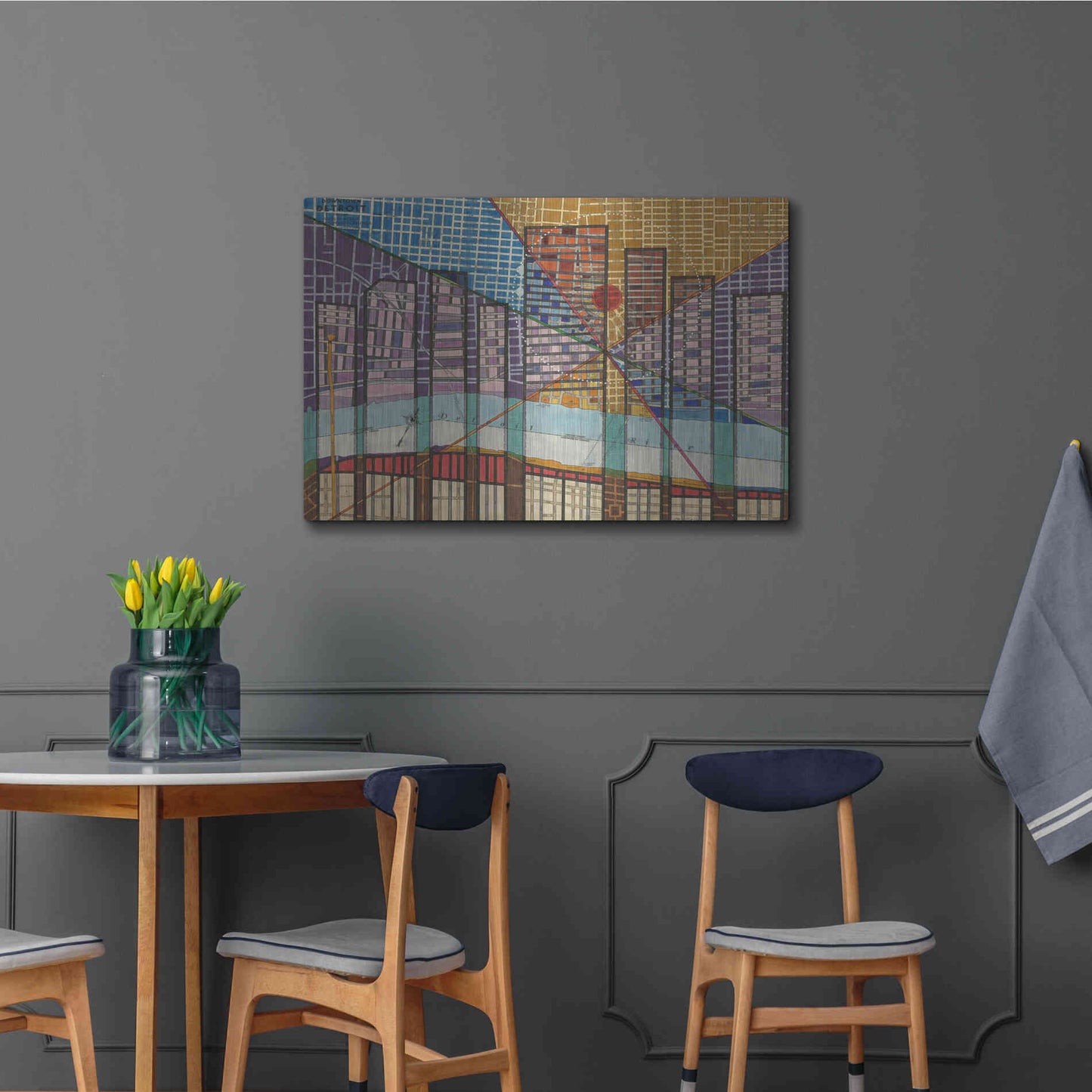 Luxe Metal Art 'Modern Map of Detroit' by Nikki Galapon Metal Wall Art,36x24