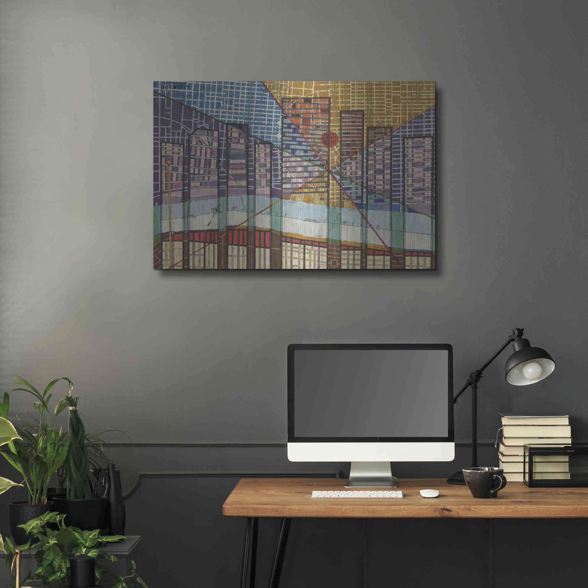 Luxe Metal Art 'Modern Map of Detroit' by Nikki Galapon Metal Wall Art,36x24