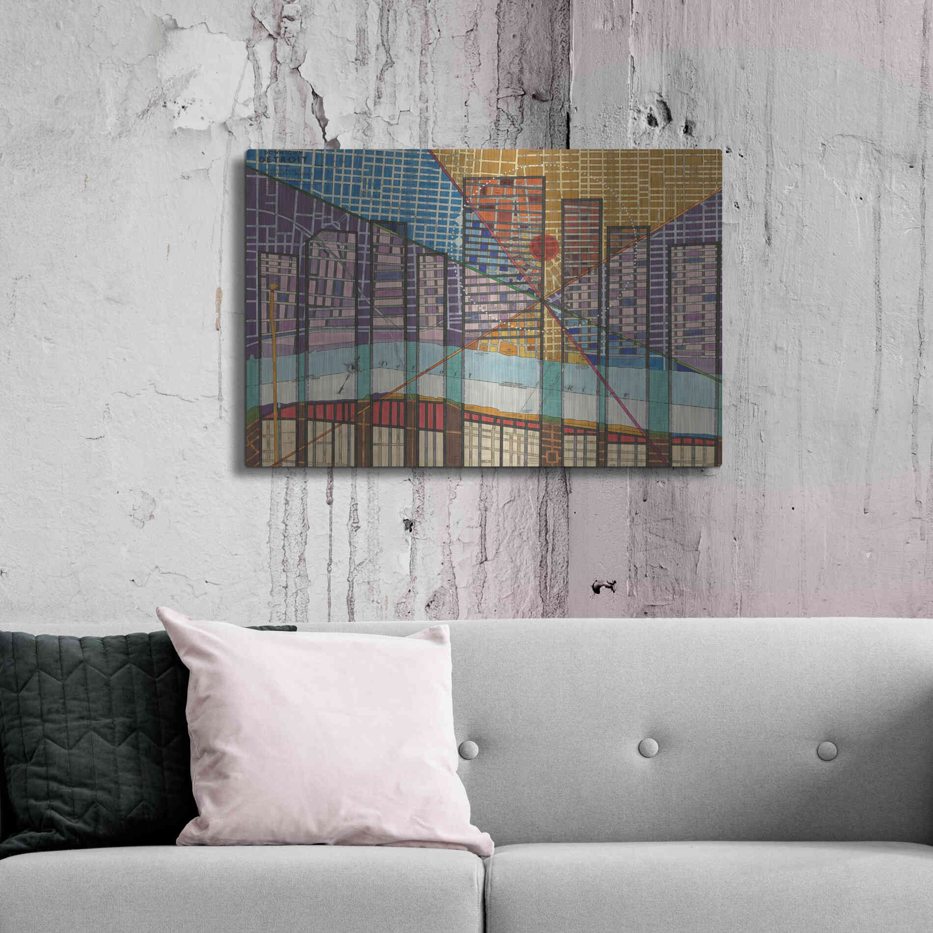 Luxe Metal Art 'Modern Map of Detroit' by Nikki Galapon Metal Wall Art,36x24