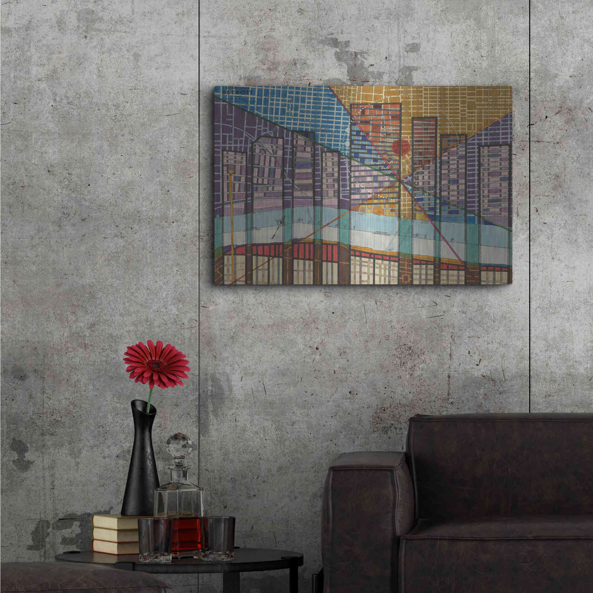 Luxe Metal Art 'Modern Map of Detroit' by Nikki Galapon Metal Wall Art,36x24