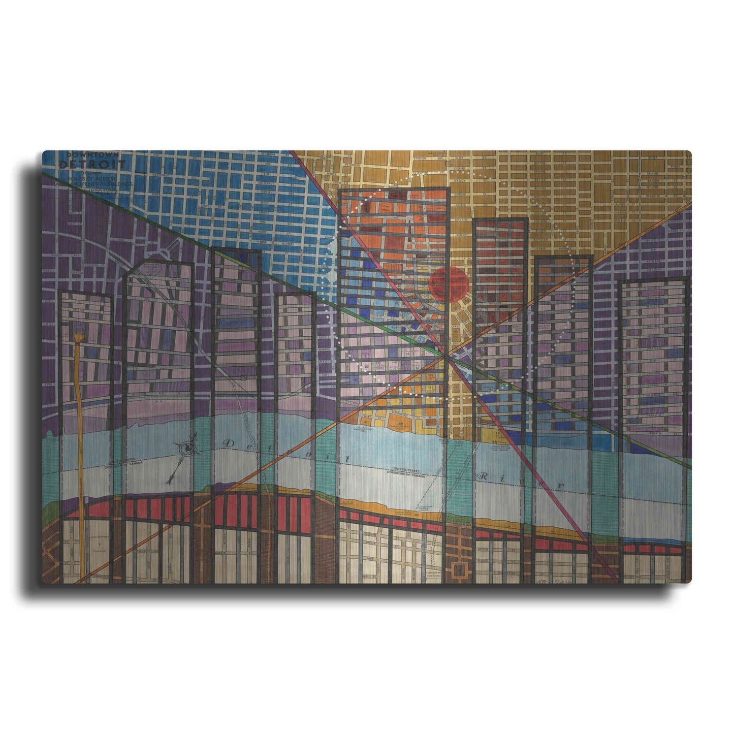 Luxe Metal Art 'Modern Map of Detroit' by Nikki Galapon Metal Wall Art