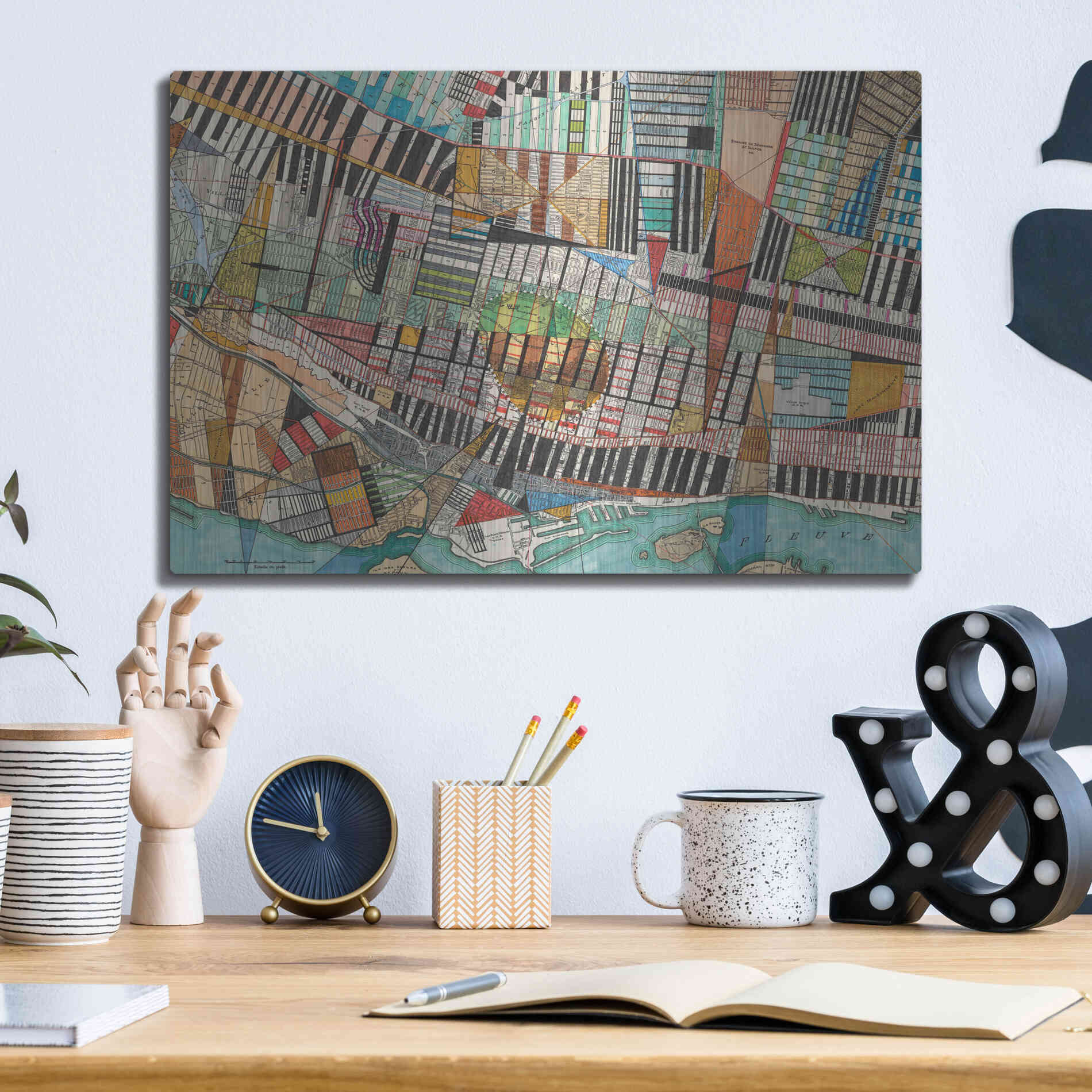 Luxe Metal Art 'Modern Map of Montreal' by Nikki Galapon Metal Wall Art,16x12