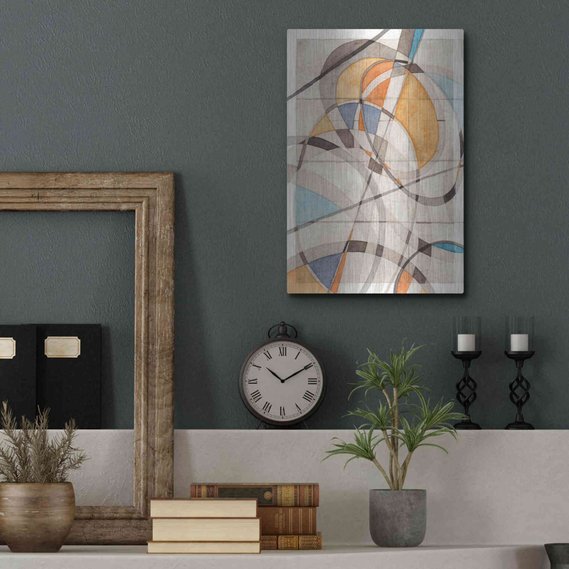 Luxe Metal Art 'Ovals & Lines I' by Nikki Galapon Metal Wall Art,12x16