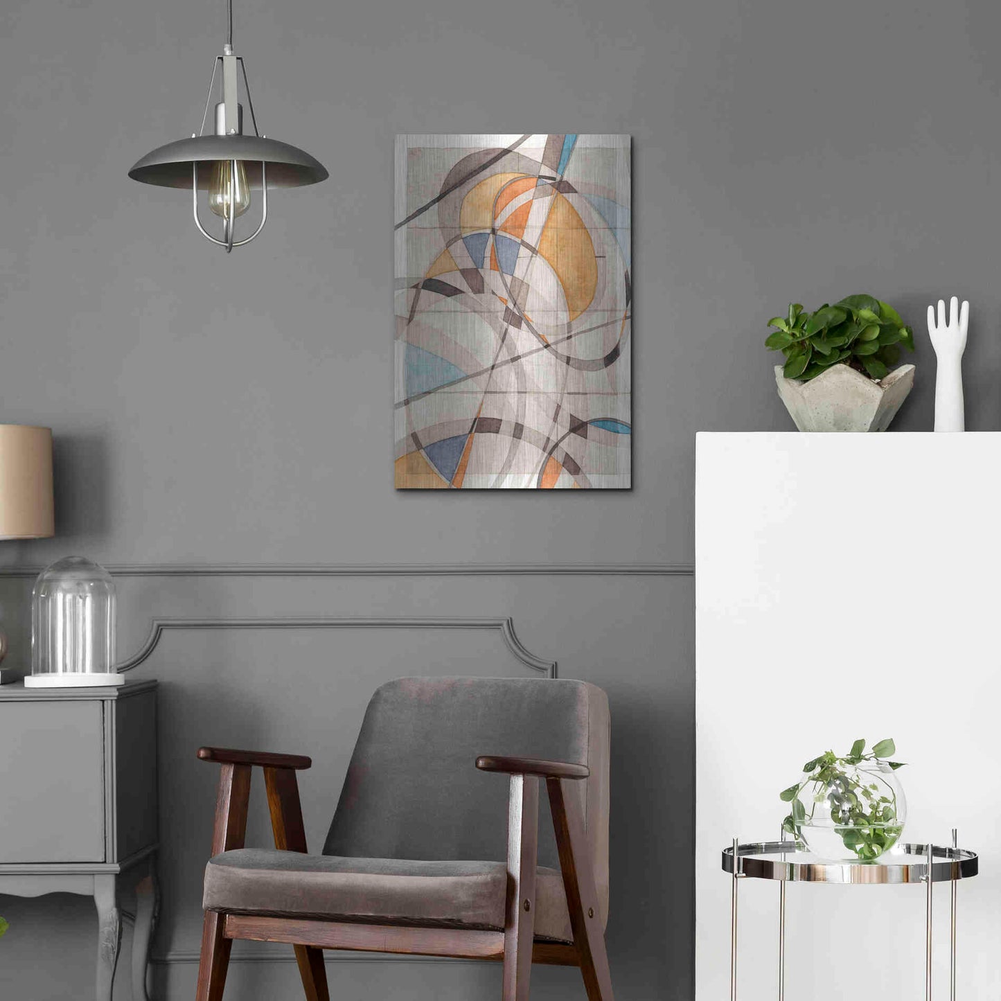 Luxe Metal Art 'Ovals & Lines I' by Nikki Galapon Metal Wall Art,16x24