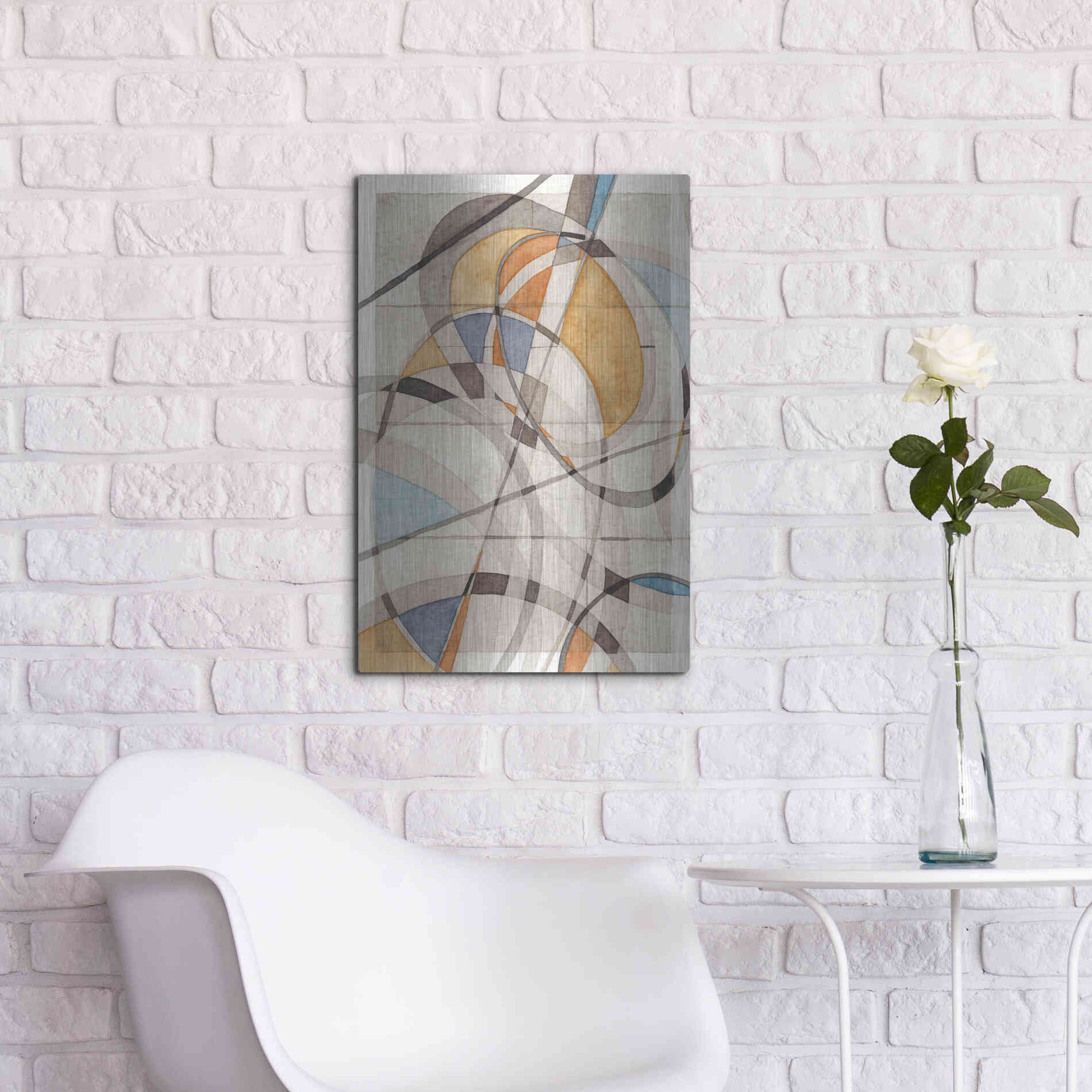 Luxe Metal Art 'Ovals & Lines I' by Nikki Galapon Metal Wall Art,16x24