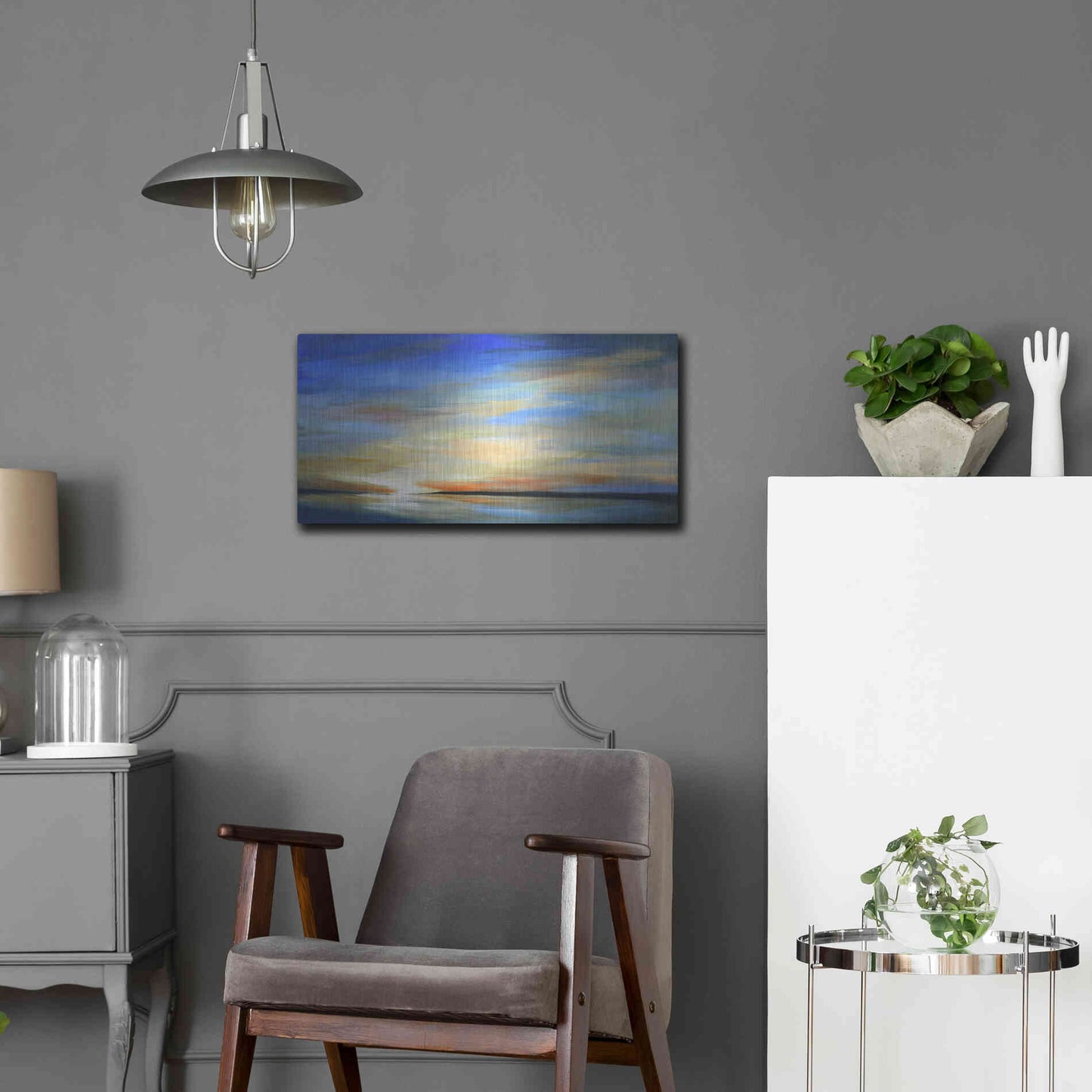 Luxe Metal Art 'April Sky II' by Sheila Finch Metal Wall Art,24x12