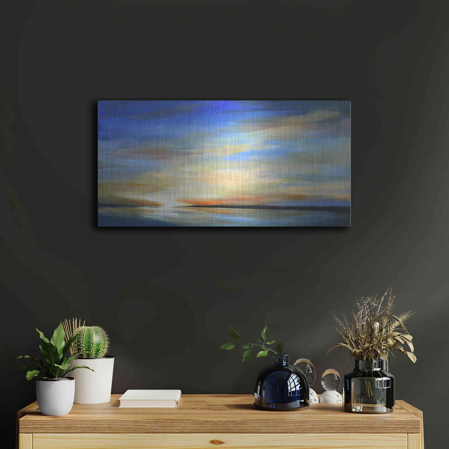 Luxe Metal Art 'April Sky II' by Sheila Finch Metal Wall Art,24x12
