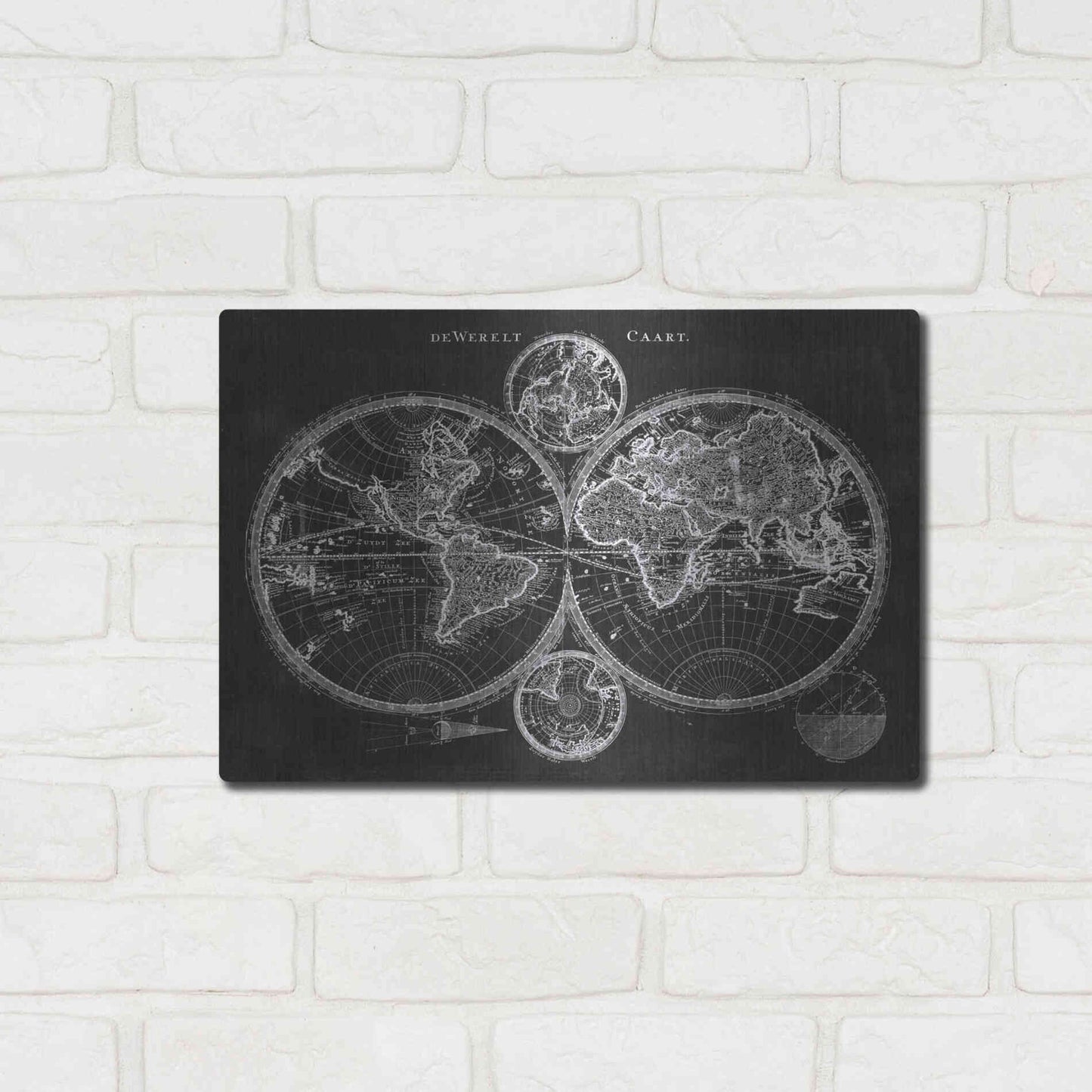 Luxe Metal Art 'Charcoal World Map' by Studio W Metal Wall Art,16x12