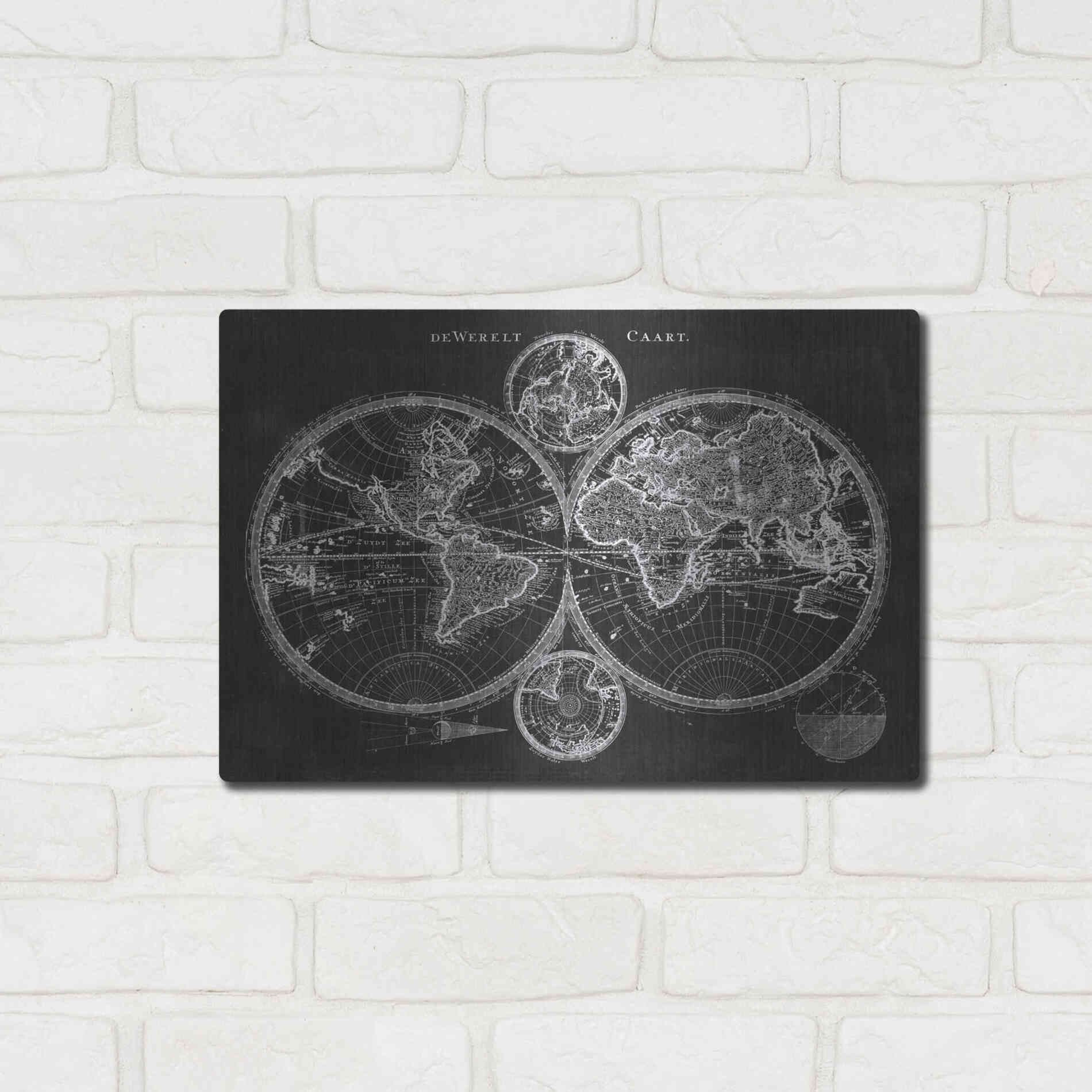 Luxe Metal Art 'Charcoal World Map' by Studio W Metal Wall Art,16x12