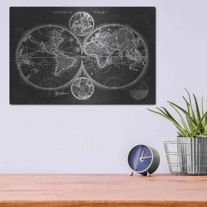 Luxe Metal Art 'Charcoal World Map' by Studio W Metal Wall Art,16x12