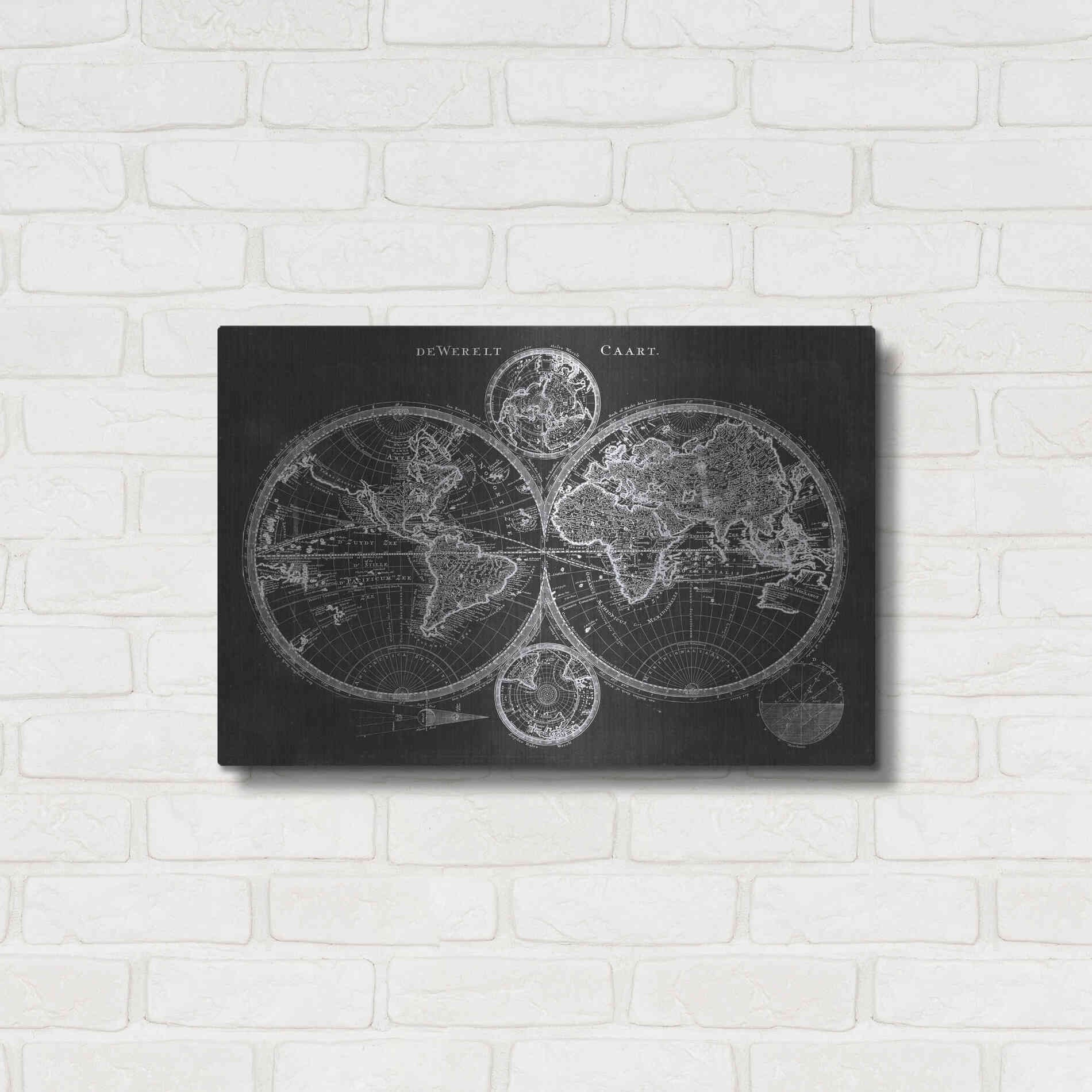 Luxe Metal Art 'Charcoal World Map' by Studio W Metal Wall Art,24x16