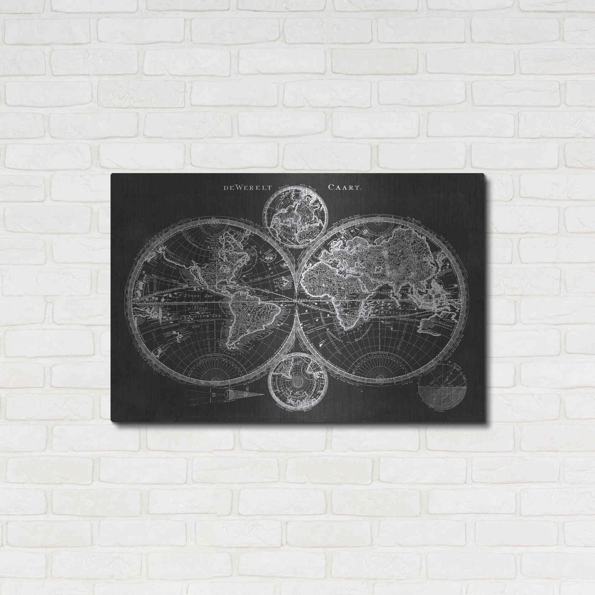 Luxe Metal Art 'Charcoal World Map' by Studio W Metal Wall Art,36x24