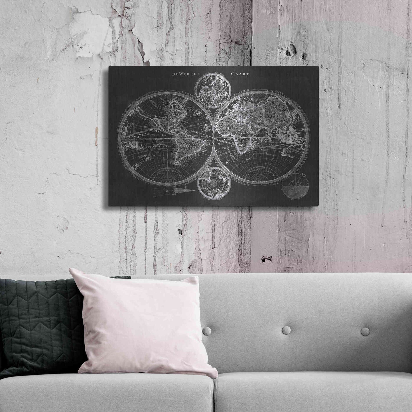 Luxe Metal Art 'Charcoal World Map' by Studio W Metal Wall Art,36x24