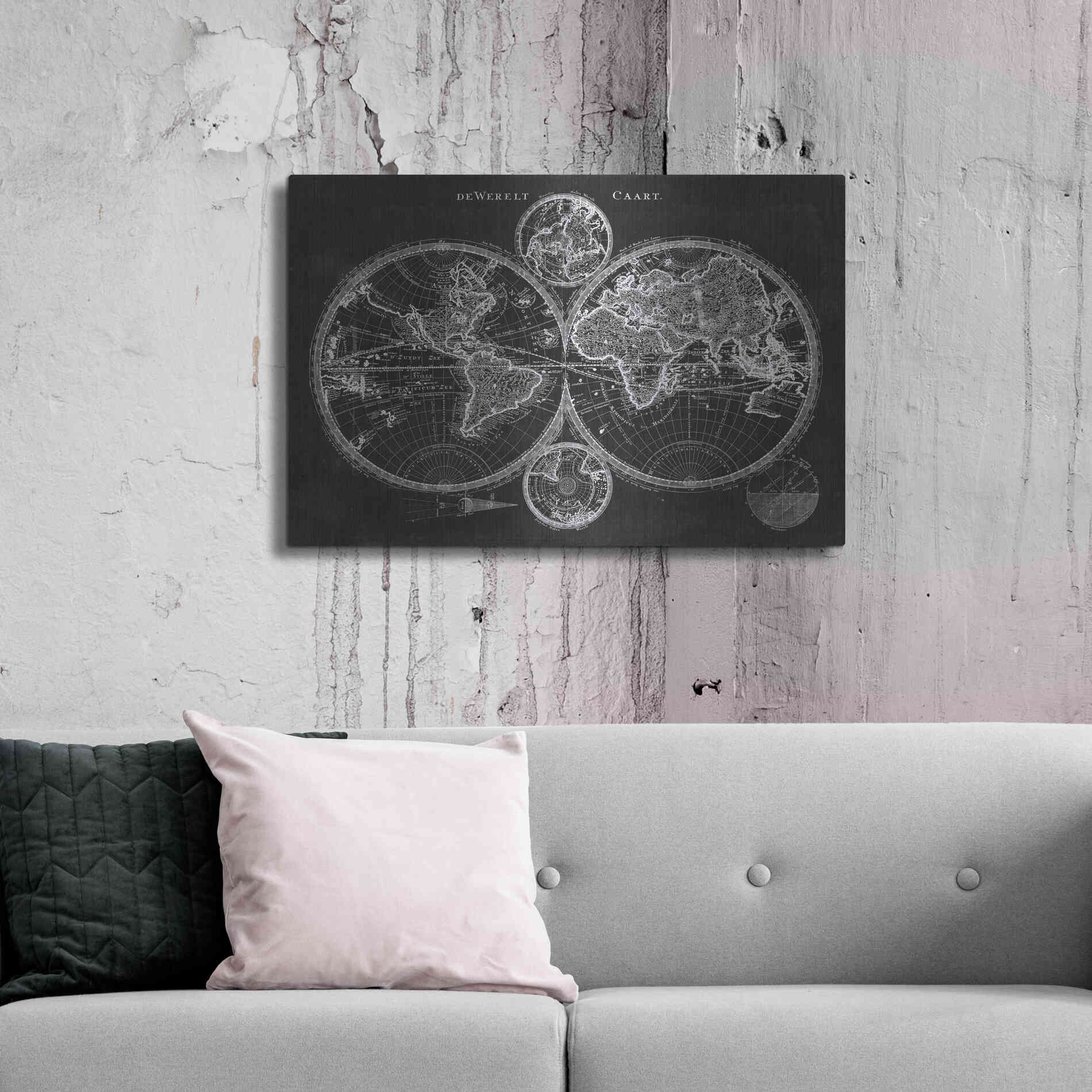Luxe Metal Art 'Charcoal World Map' by Studio W Metal Wall Art,36x24