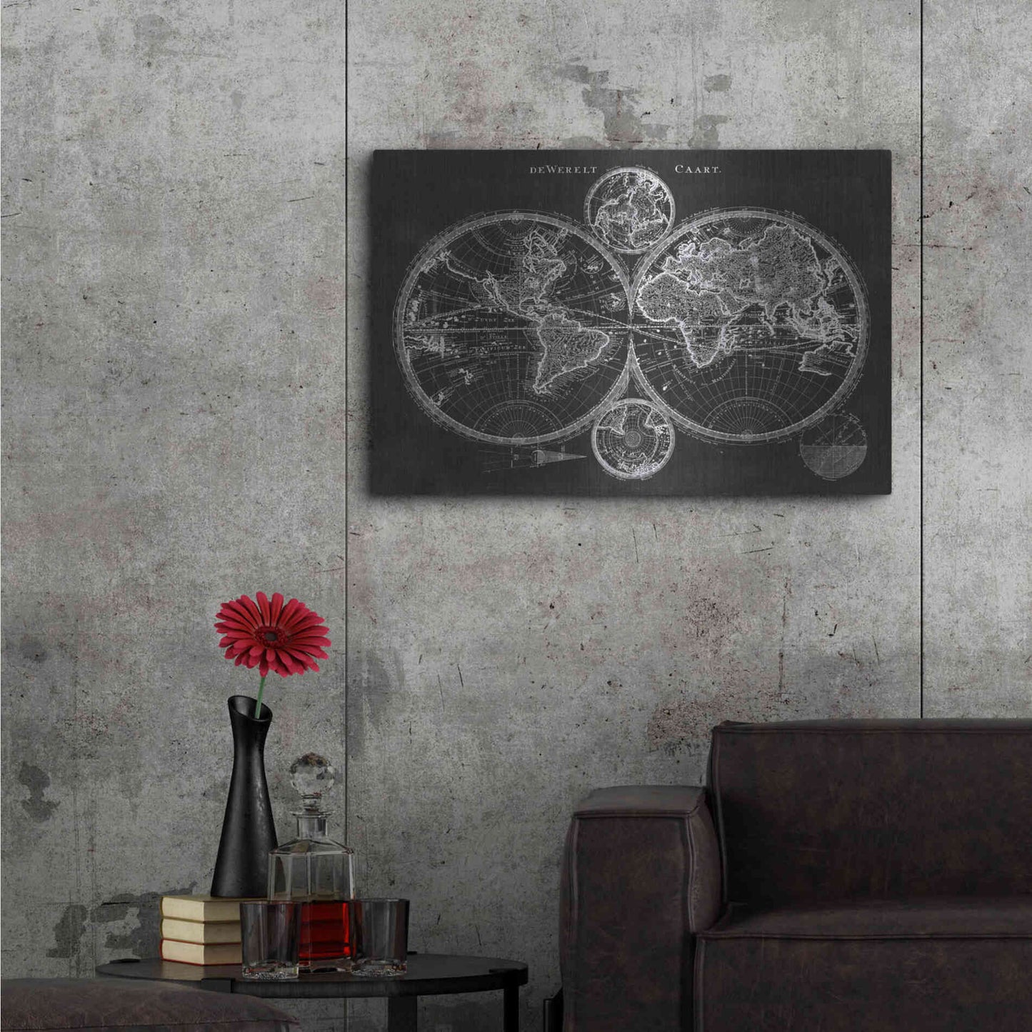 Luxe Metal Art 'Charcoal World Map' by Studio W Metal Wall Art,36x24