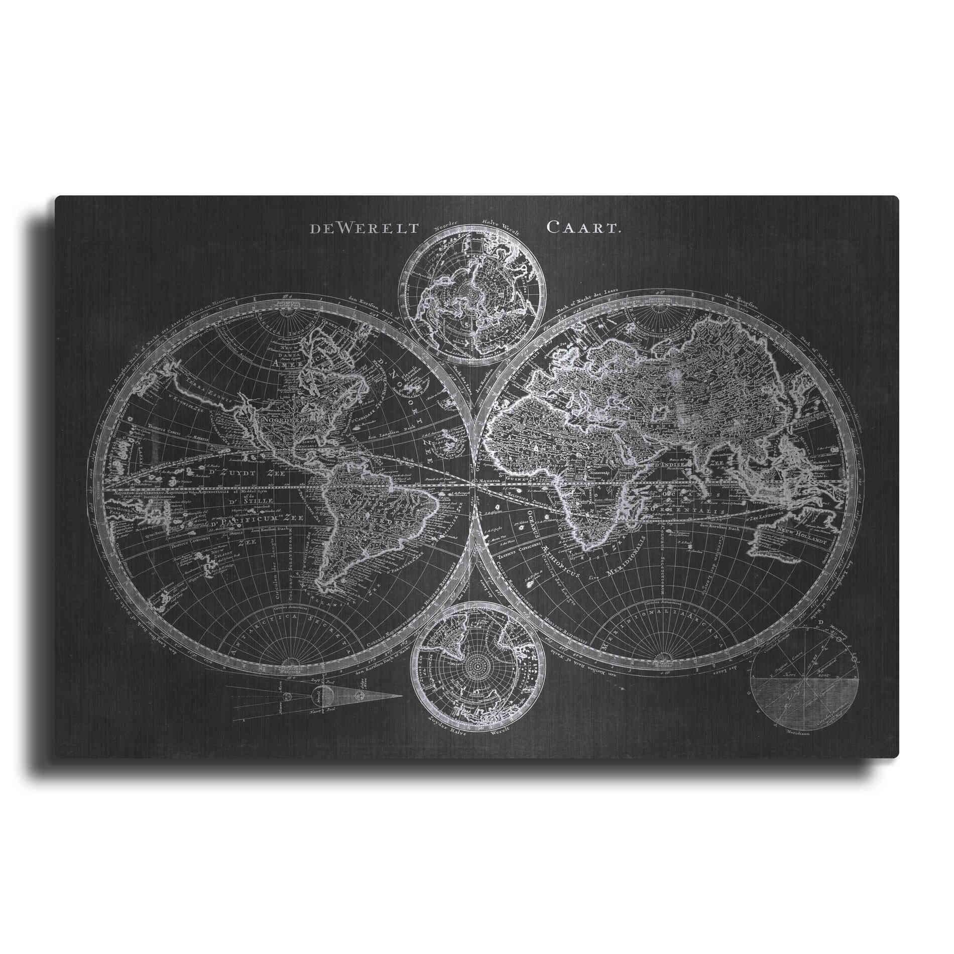 Luxe Metal Art 'Charcoal World Map' by Studio W Metal Wall Art