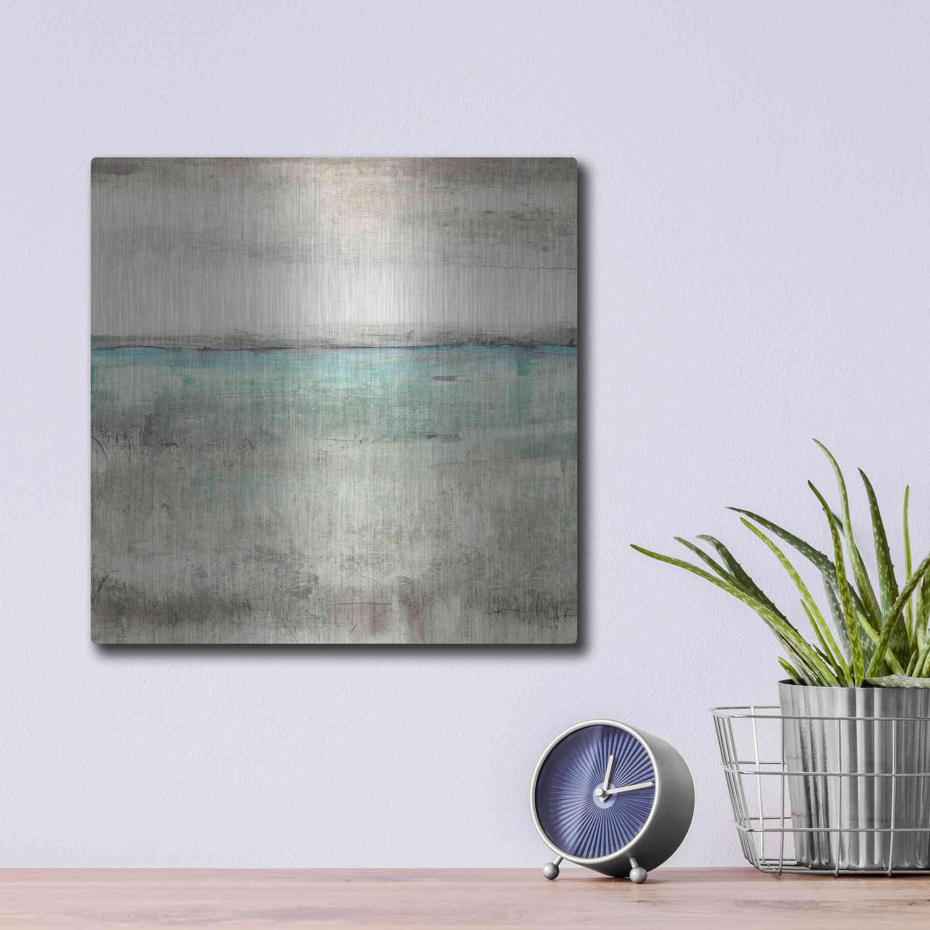 Luxe Metal Art 'Aqua Horizon II' by Tim O'Toole Metal Wall Art,12x12