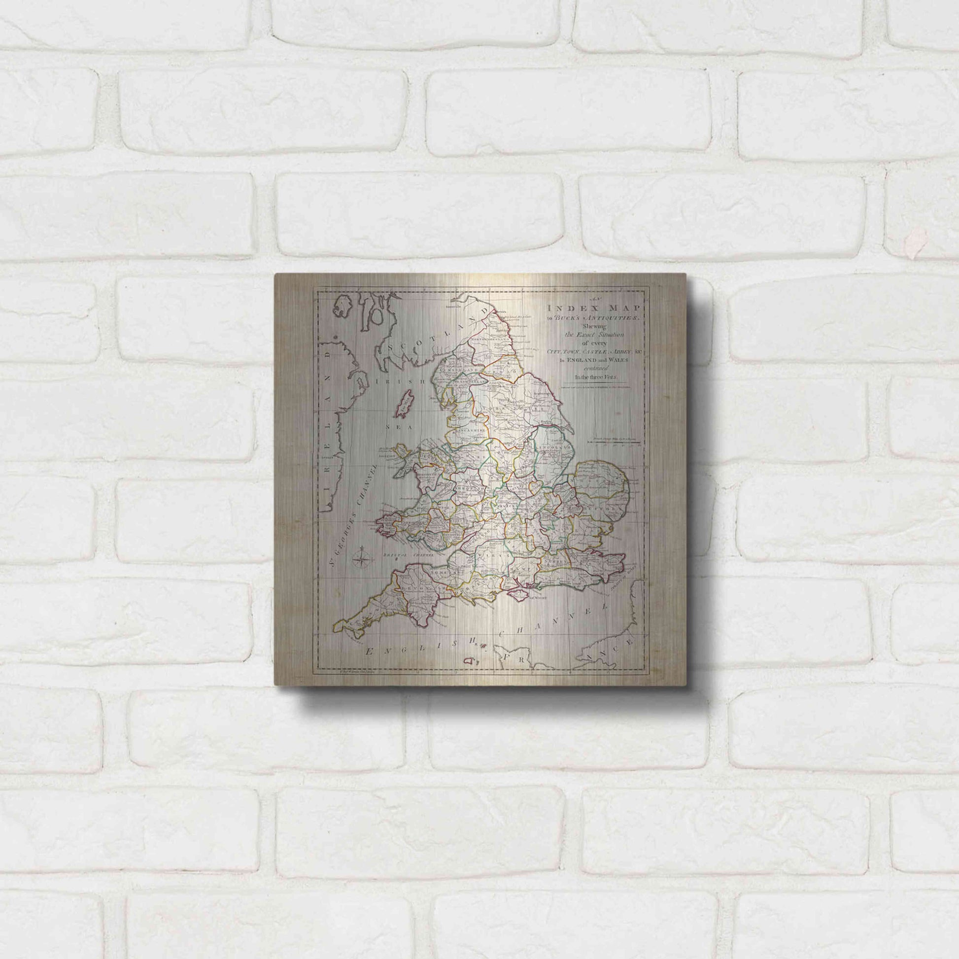 Luxe Metal Art 'Towns, Castles & Abbeys in England & Wales' by Unknown Metal Wall Art,12x12