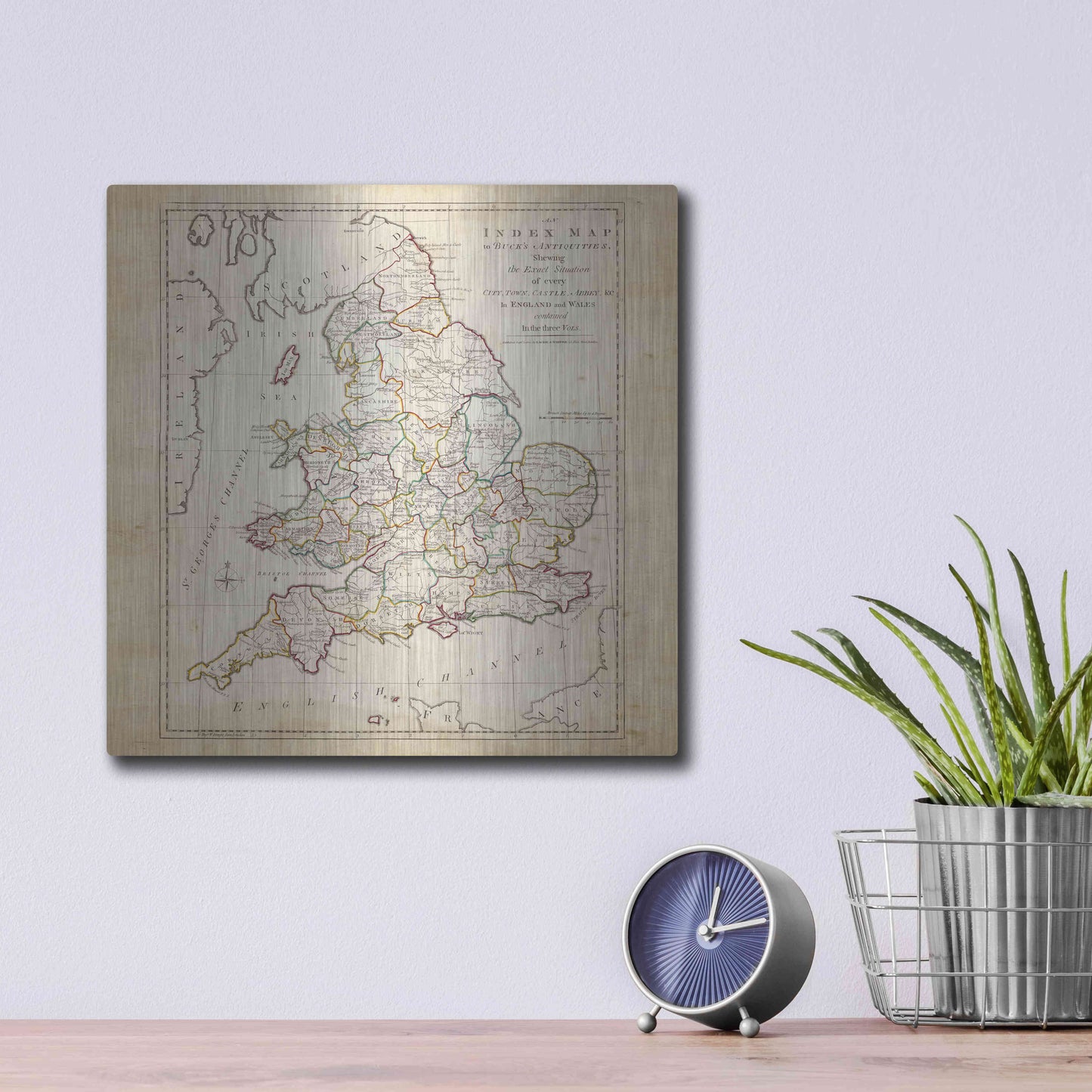 Luxe Metal Art 'Towns, Castles & Abbeys in England & Wales' by Unknown Metal Wall Art,12x12