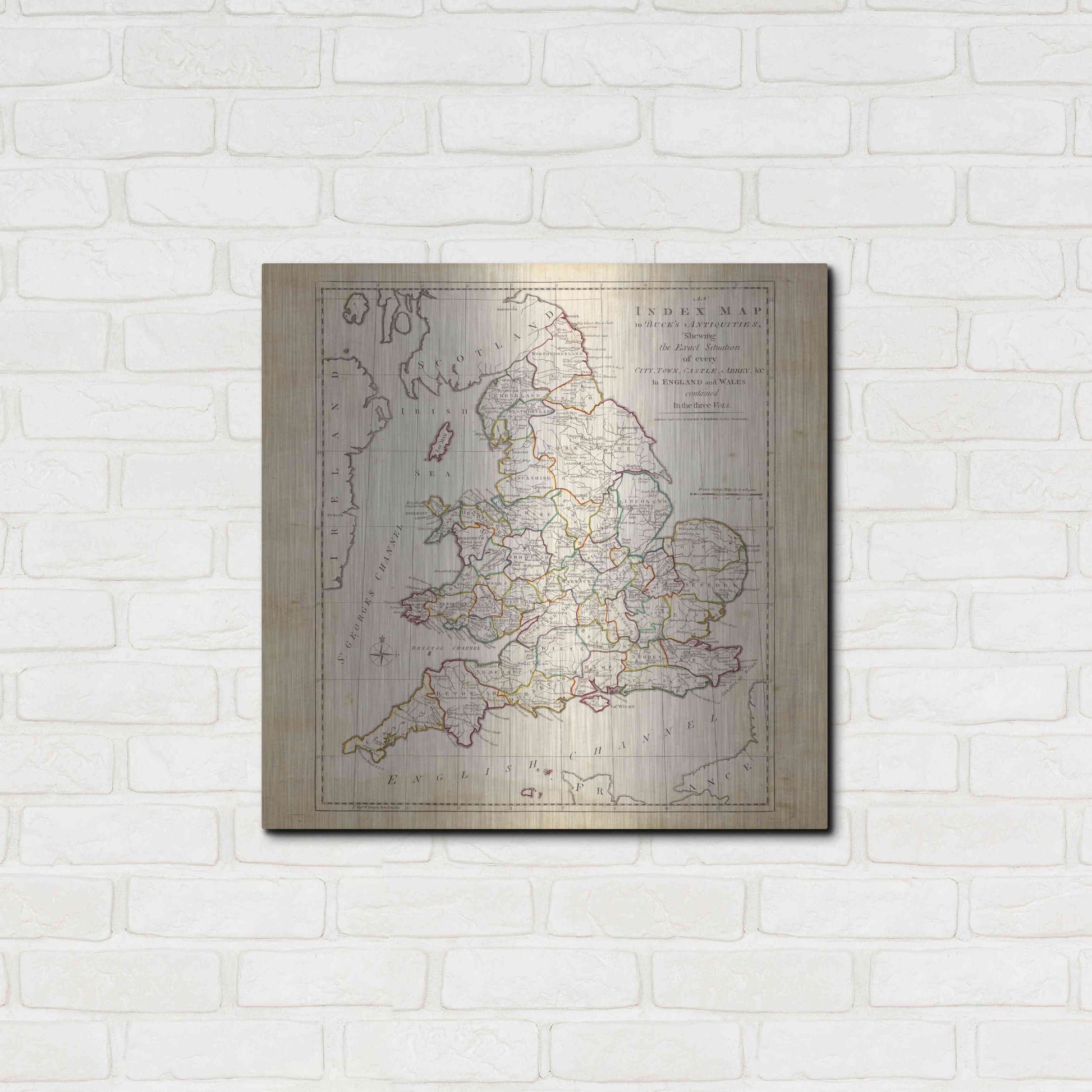 Luxe Metal Art 'Towns, Castles & Abbeys in England & Wales' by Unknown Metal Wall Art,24x24