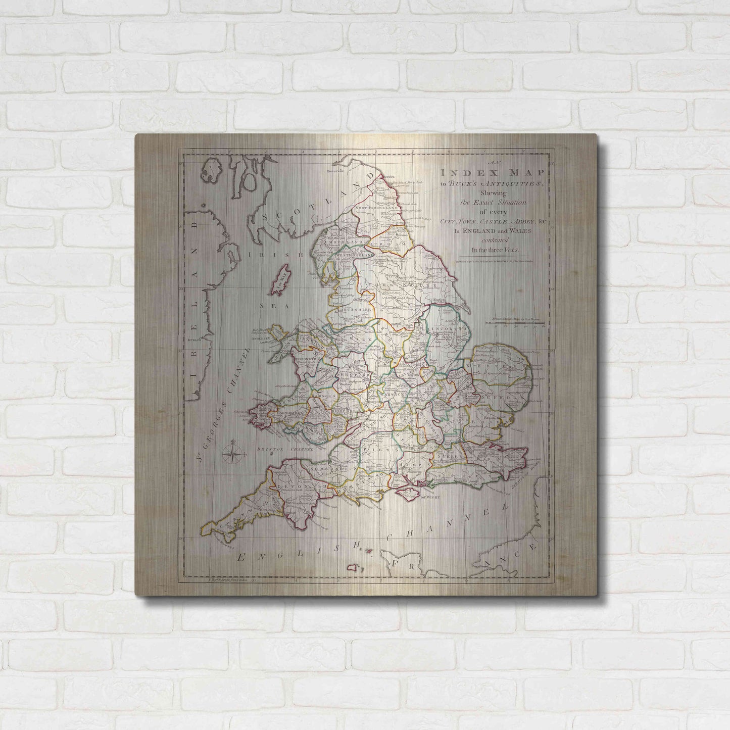 Luxe Metal Art 'Towns, Castles & Abbeys in England & Wales' by Unknown Metal Wall Art,36x36