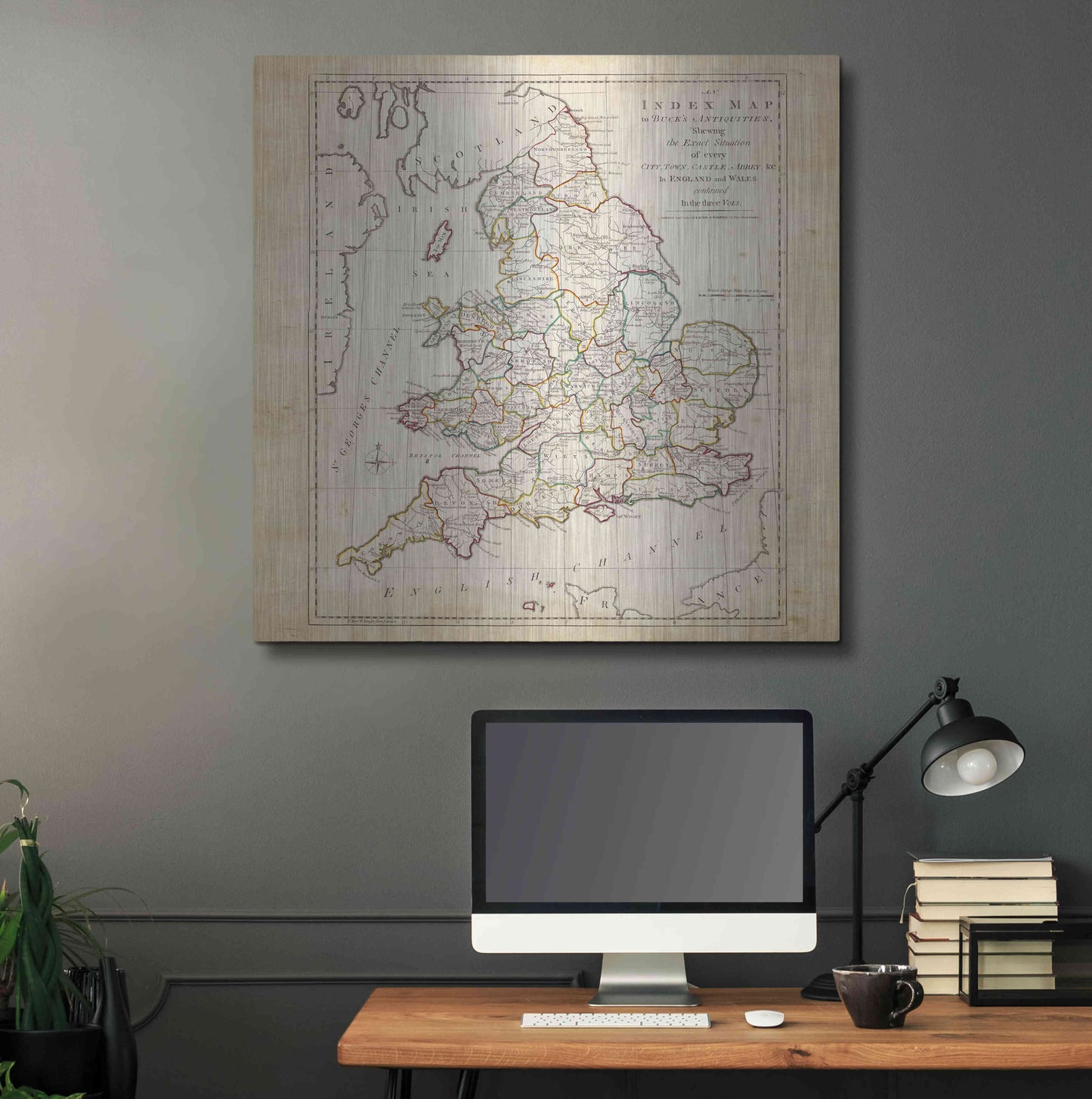 Luxe Metal Art 'Towns, Castles & Abbeys in England & Wales' by Unknown Metal Wall Art,36x36