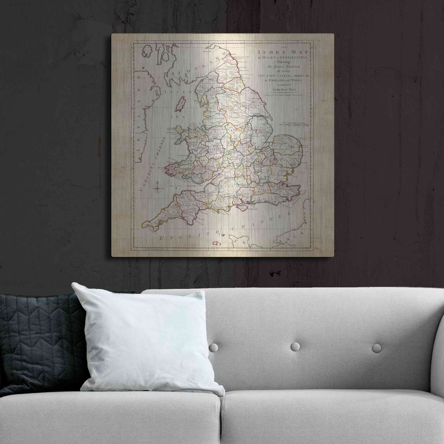 Luxe Metal Art 'Towns, Castles & Abbeys in England & Wales' by Unknown Metal Wall Art,36x36