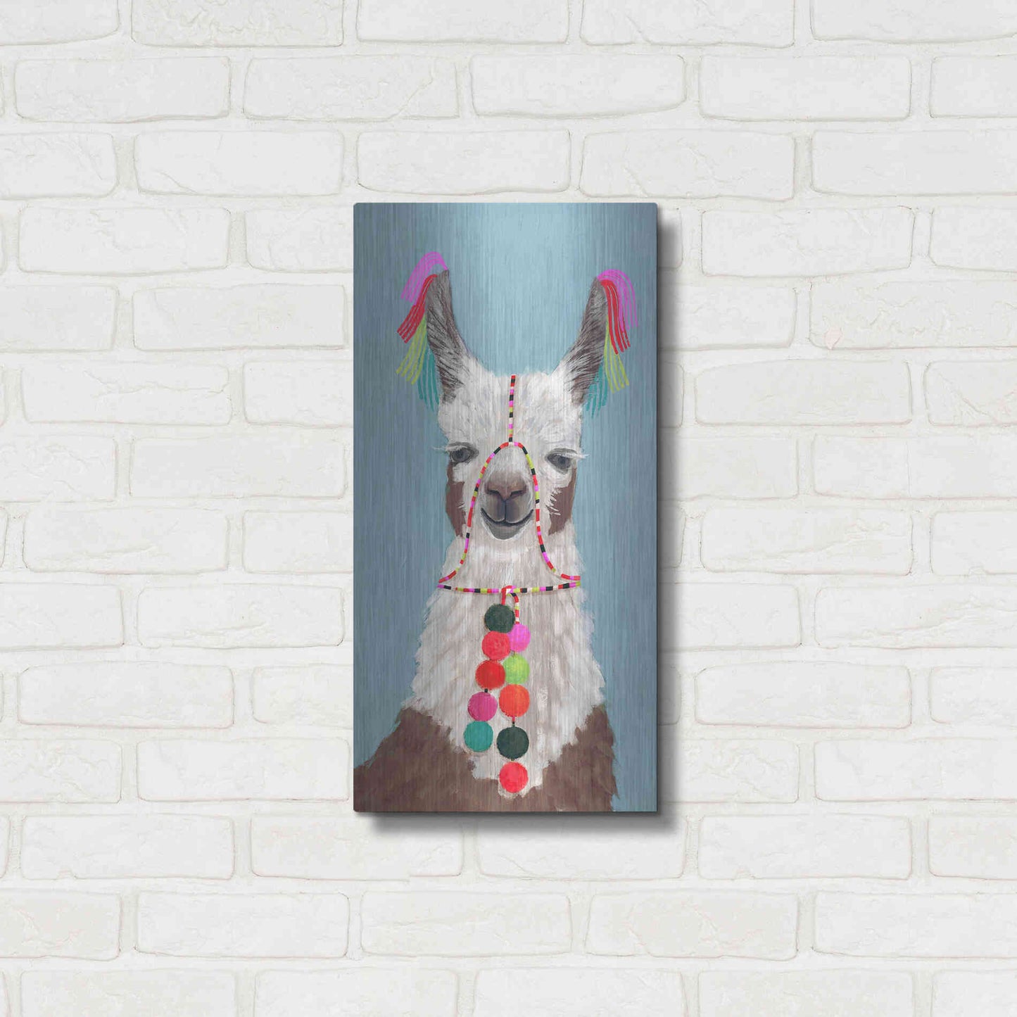 Luxe Metal Art 'Adorned Llama I' by Victoria Borges Metal Wall Art,12x24