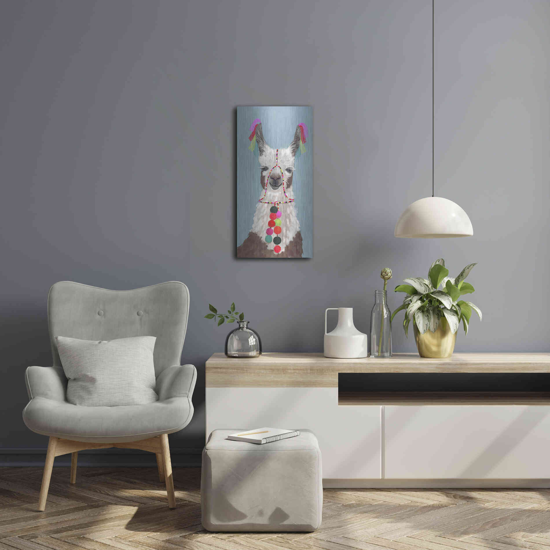 Luxe Metal Art 'Adorned Llama I' by Victoria Borges Metal Wall Art,12x24