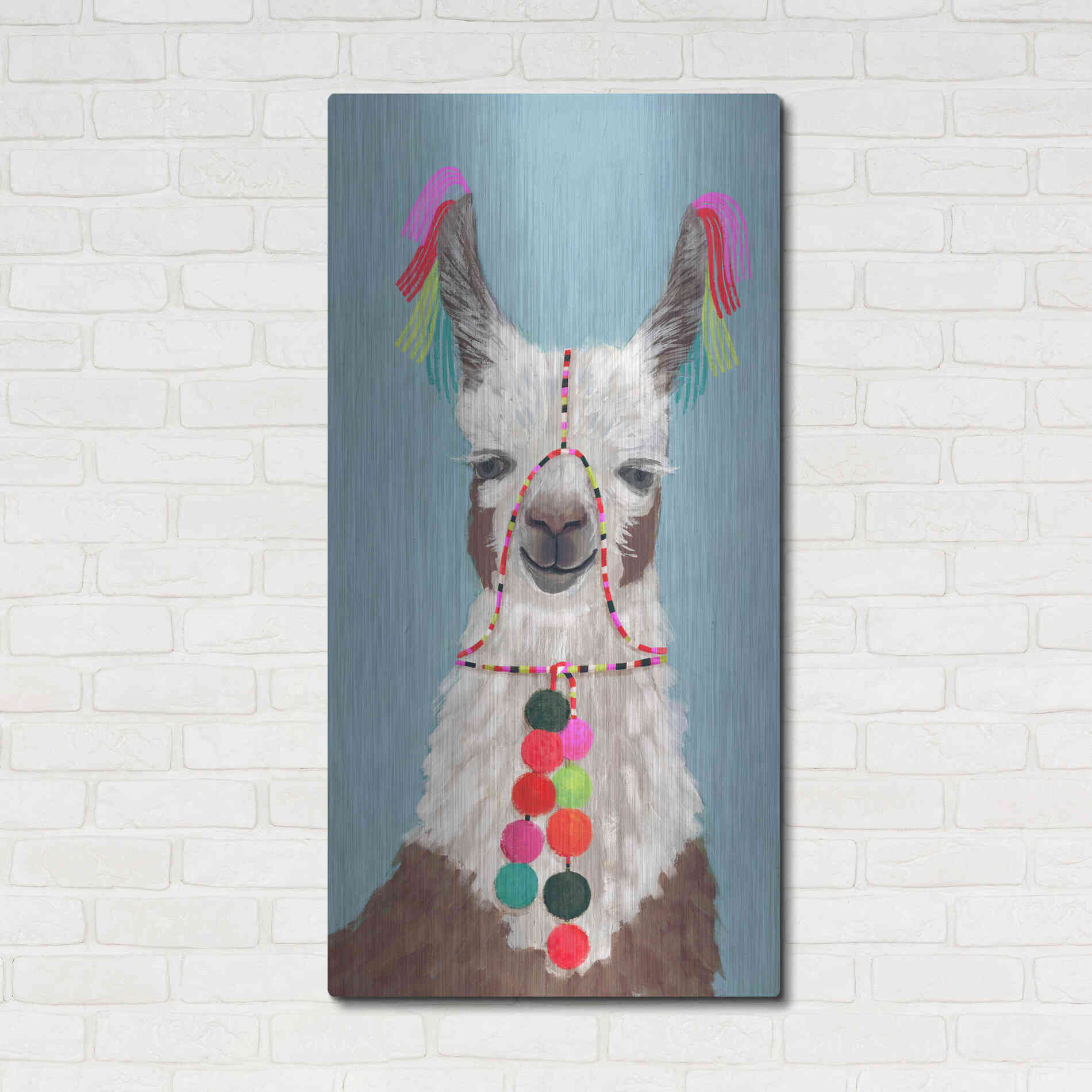 Luxe Metal Art 'Adorned Llama I' by Victoria Borges Metal Wall Art,24x48