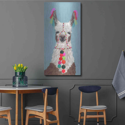 Luxe Metal Art 'Adorned Llama I' by Victoria Borges Metal Wall Art,24x48