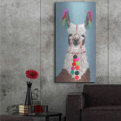 Luxe Metal Art 'Adorned Llama I' by Victoria Borges Metal Wall Art,24x48