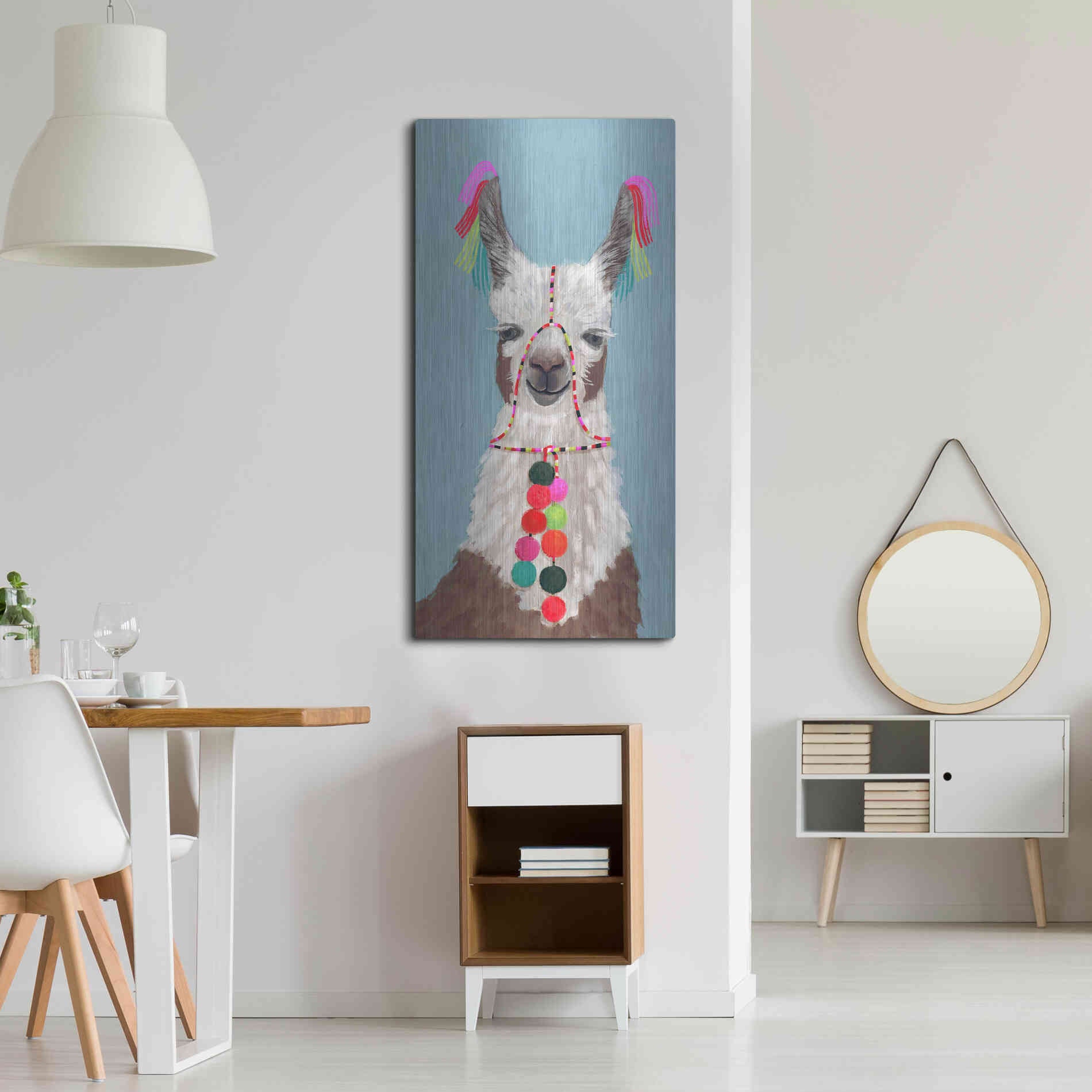 Luxe Metal Art 'Adorned Llama I' by Victoria Borges Metal Wall Art,24x48