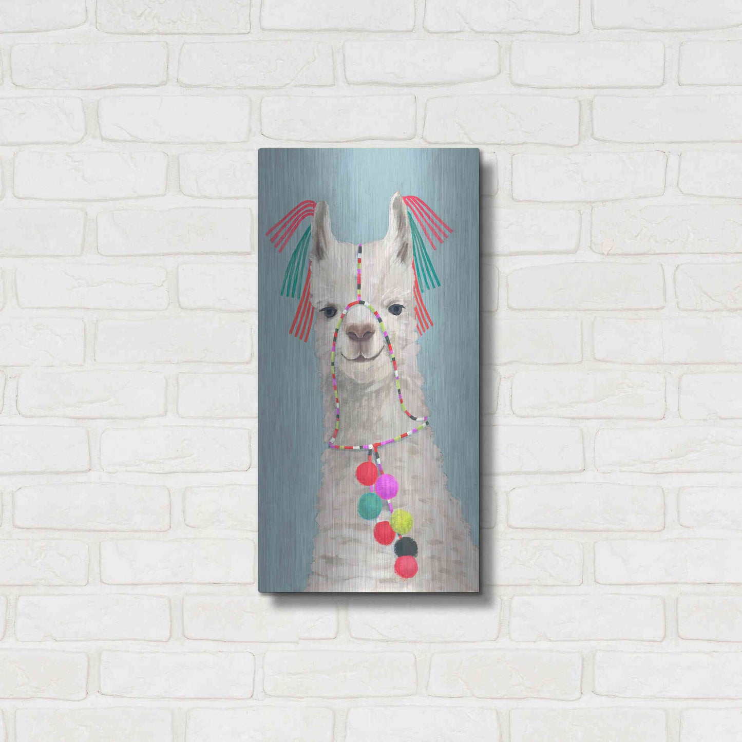 Luxe Metal Art 'Adorned Llama II' by Victoria Borges Metal Wall Art,12x24