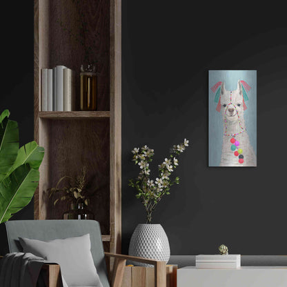 Luxe Metal Art 'Adorned Llama II' by Victoria Borges Metal Wall Art,12x24