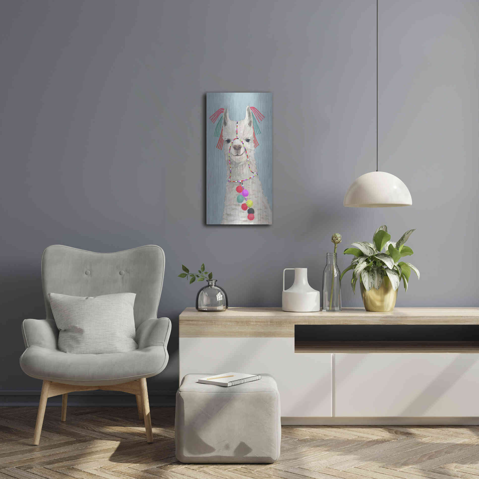 Luxe Metal Art 'Adorned Llama II' by Victoria Borges Metal Wall Art,12x24