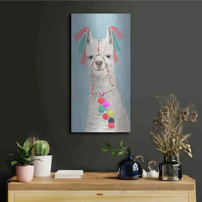 Luxe Metal Art 'Adorned Llama II' by Victoria Borges Metal Wall Art,12x24