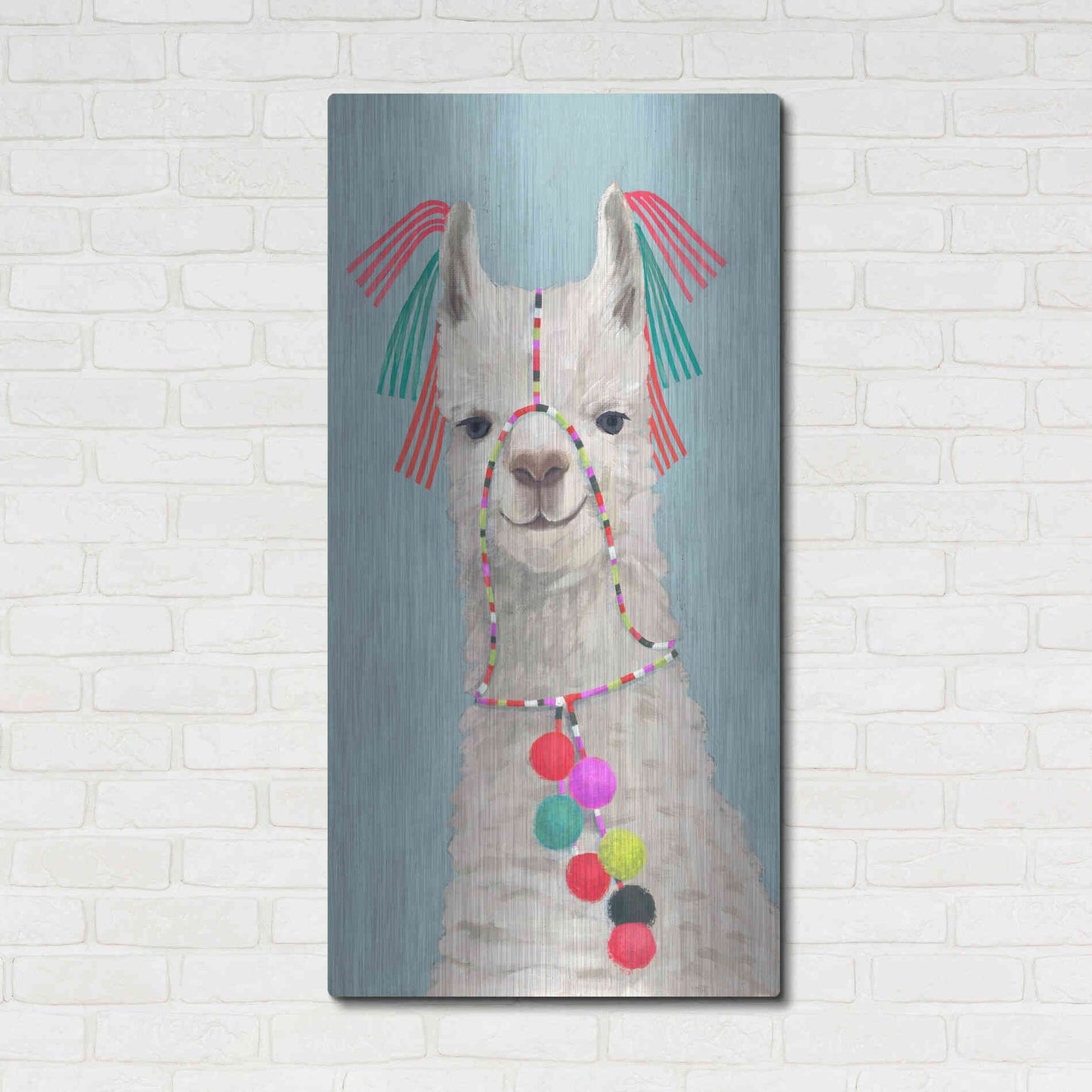 Luxe Metal Art 'Adorned Llama II' by Victoria Borges Metal Wall Art,24x48
