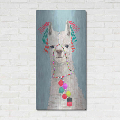 Luxe Metal Art 'Adorned Llama II' by Victoria Borges Metal Wall Art,24x48