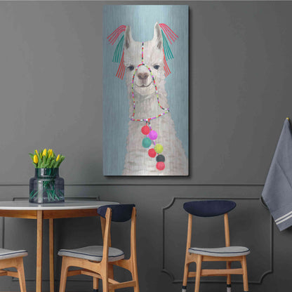 Luxe Metal Art 'Adorned Llama II' by Victoria Borges Metal Wall Art,24x48