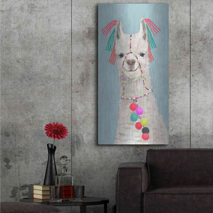 Luxe Metal Art 'Adorned Llama II' by Victoria Borges Metal Wall Art,24x48