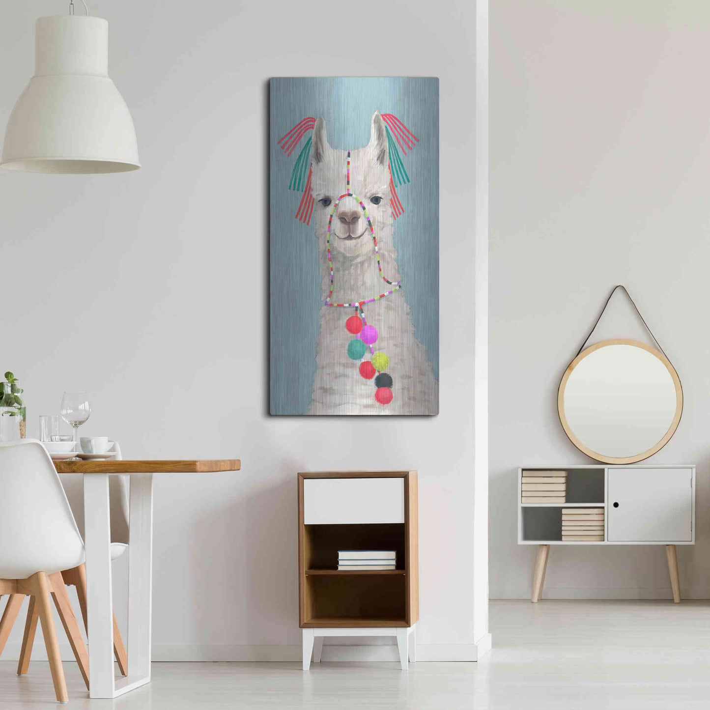 Luxe Metal Art 'Adorned Llama II' by Victoria Borges Metal Wall Art,24x48