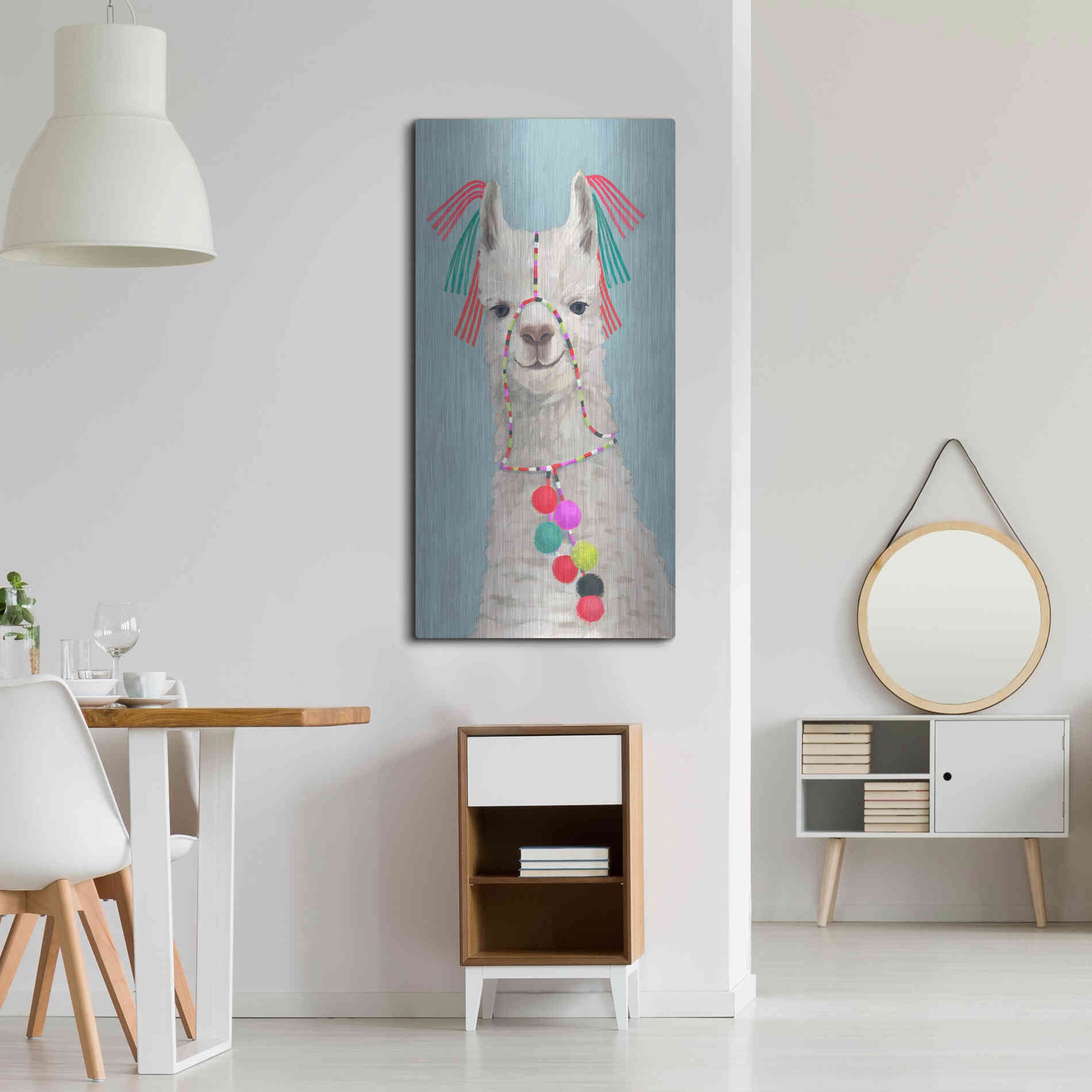 Luxe Metal Art 'Adorned Llama II' by Victoria Borges Metal Wall Art,24x48