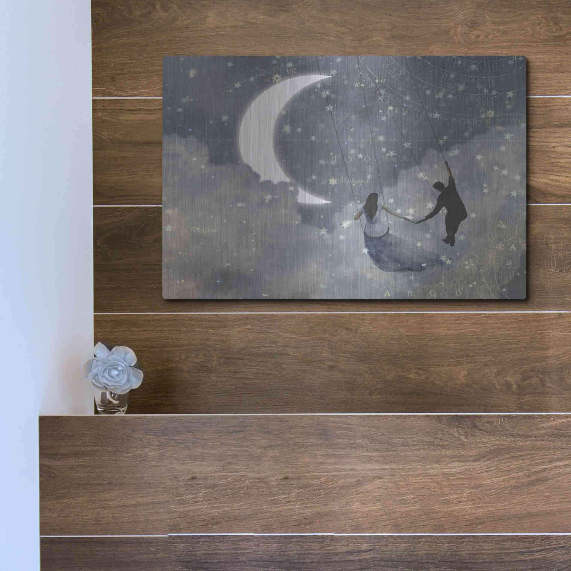 Luxe Metal Art 'Celestial Love I' by Victoria Borges Metal Wall Art,16x12