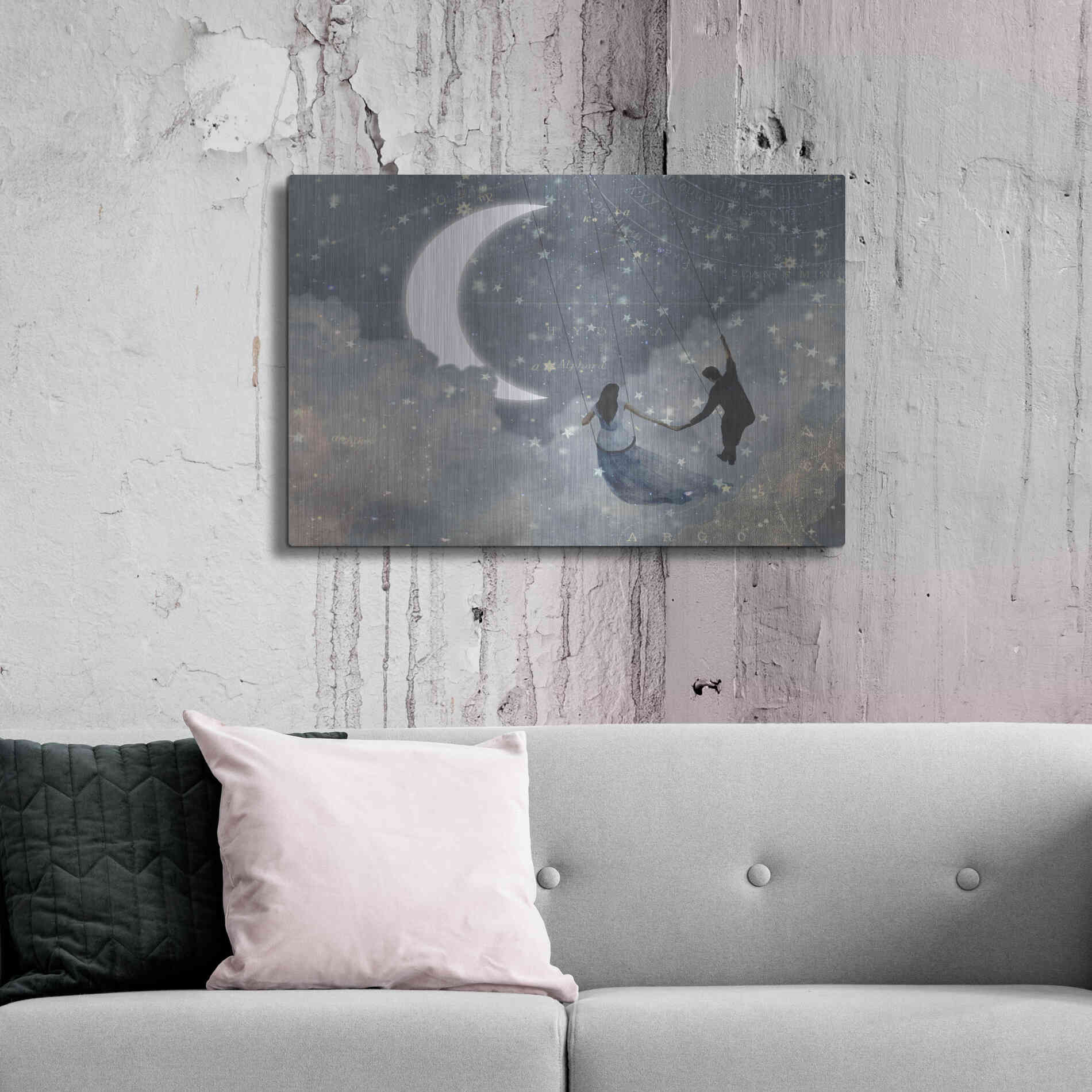 Luxe Metal Art 'Celestial Love I' by Victoria Borges Metal Wall Art,36x24