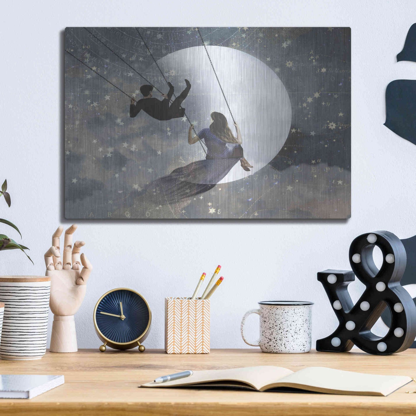 Luxe Metal Art 'Celestial Love II' by Victoria Borges Metal Wall Art,16x12