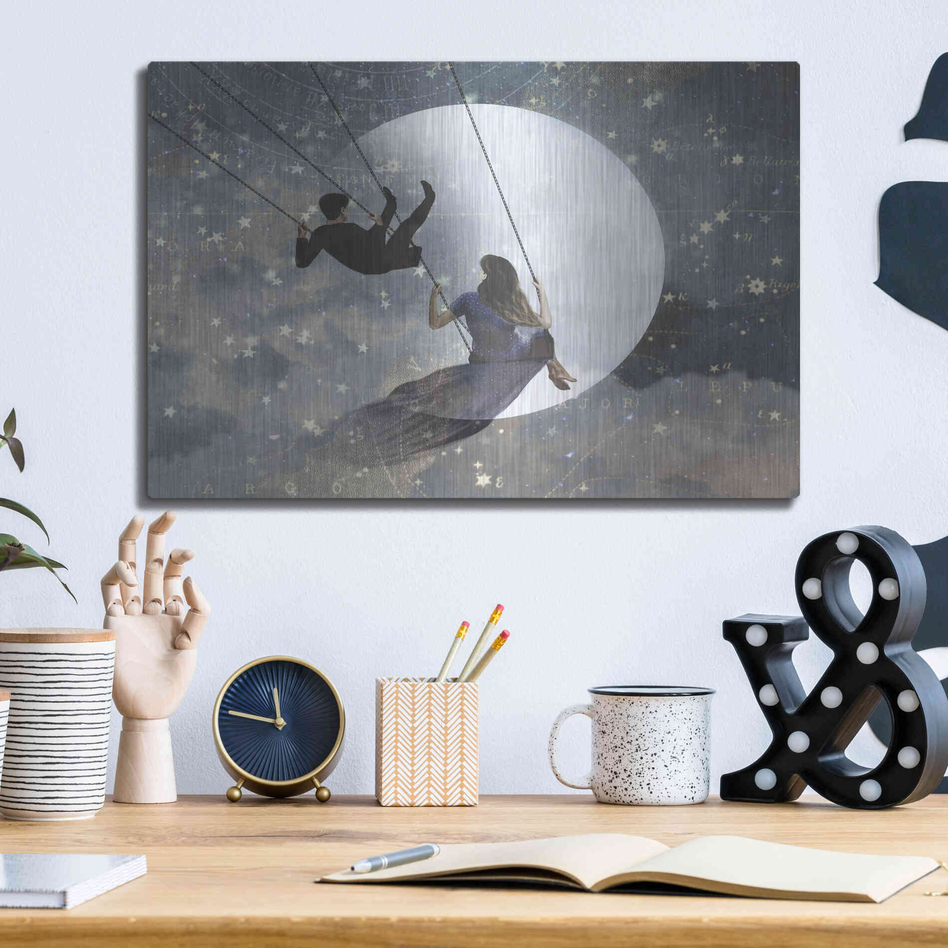 Luxe Metal Art 'Celestial Love II' by Victoria Borges Metal Wall Art,16x12