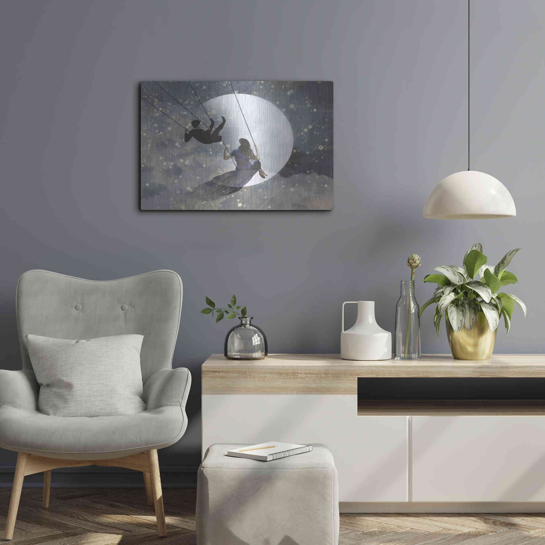 Luxe Metal Art 'Celestial Love II' by Victoria Borges Metal Wall Art,24x16