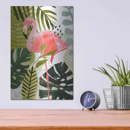 Luxe Metal Art 'Flamingo Forest I' by Victoria Borges Metal Wall Art,12x16