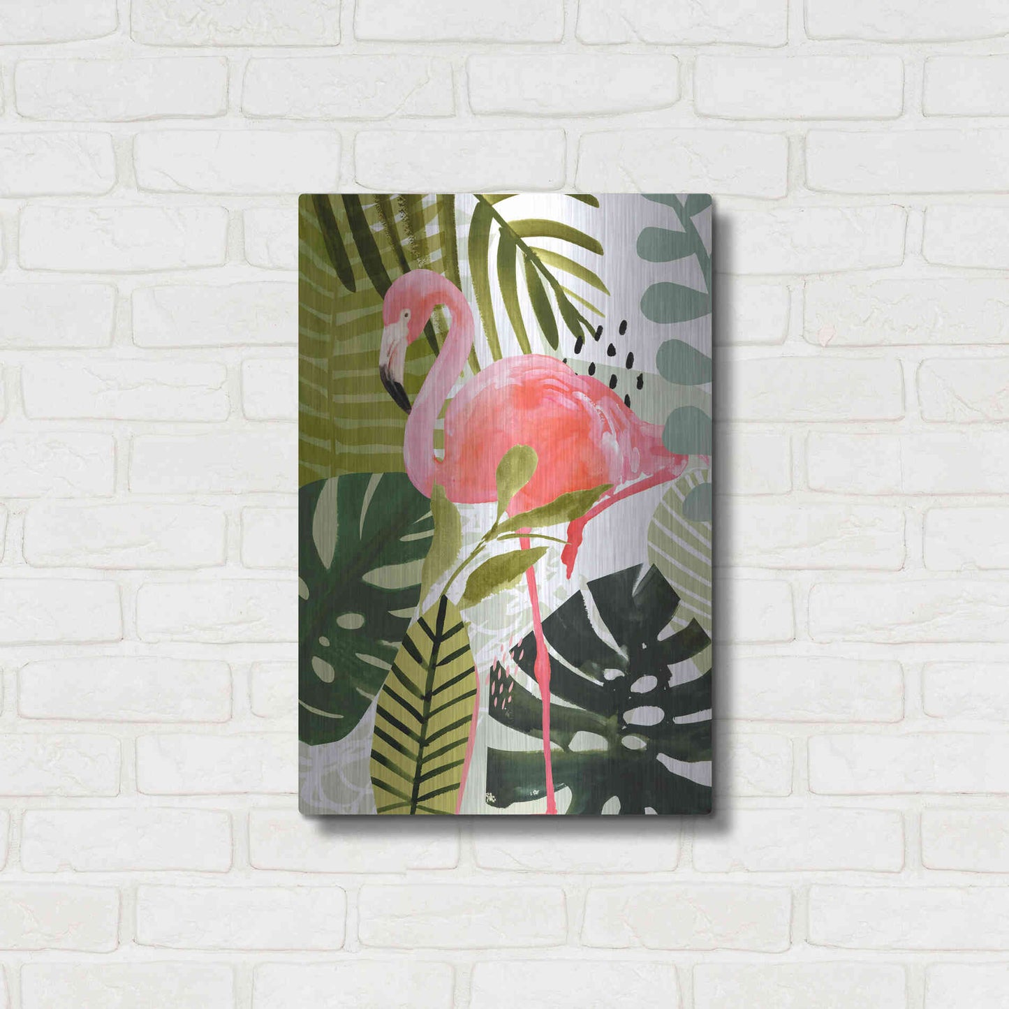 Luxe Metal Art 'Flamingo Forest I' by Victoria Borges Metal Wall Art,16x24